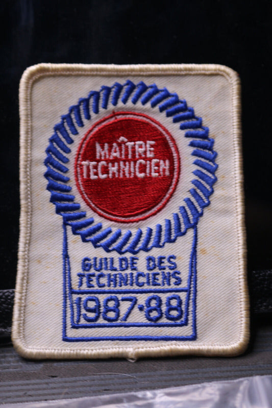 Vintage Vtg Patch Maître Technicien Gm Guilde Des Techniciens 1987-88 Badge