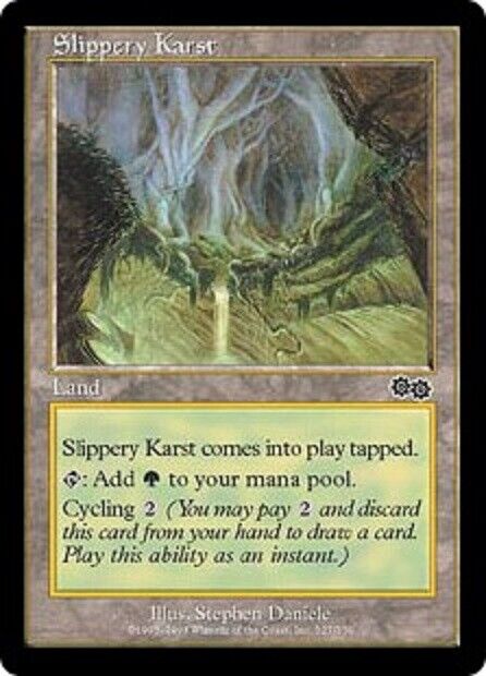 MTG 1x  Slippery Karst Urza's Saga  card MTG Magic the Gathering