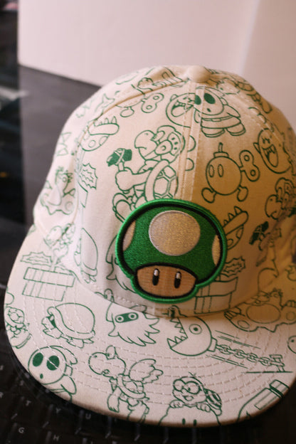 Super Mario Nintendo Hat Baseball Cap 1-Up Mushroom Green White Youth Adjustable