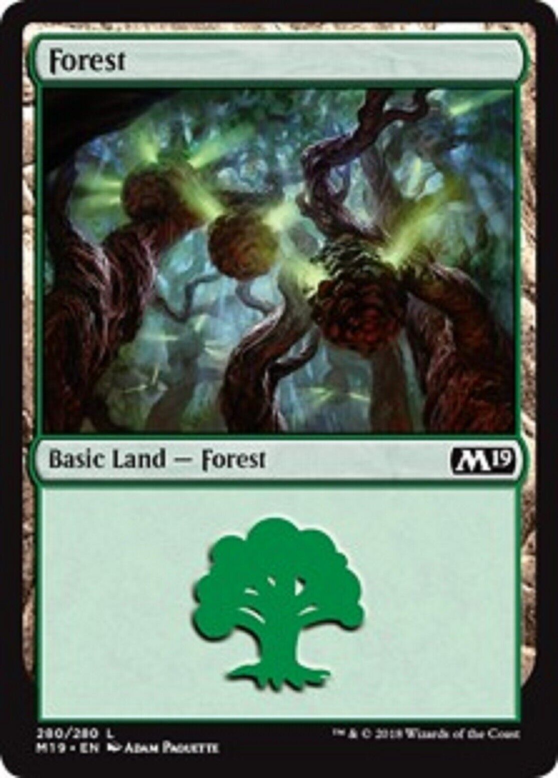 MTG MTG 4x Forest (280) Core Set 2019 MTG Magic the gatherine cards