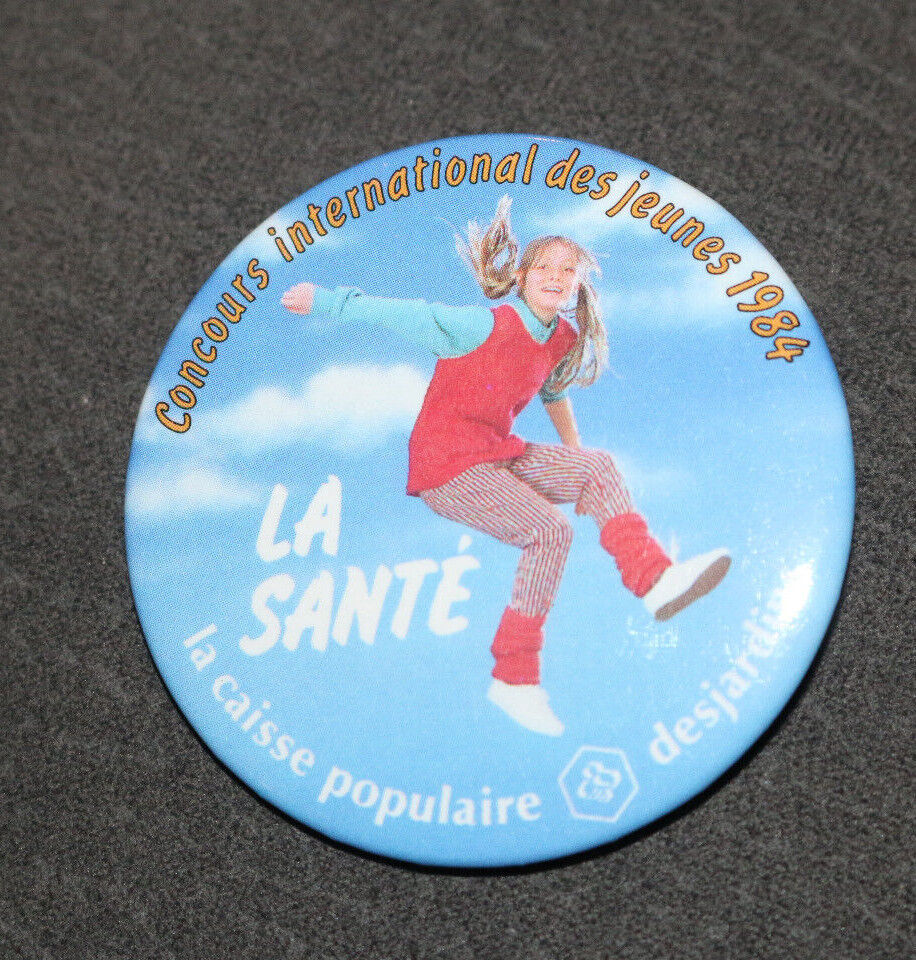 La Santé La Caisse Populaire Desjardins Jeunes 1984 Buttons Pin Back Macaron