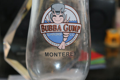 Bubba Gump Shrimp Company Montery Rare Variant Hurricane Glass Clear/Cobalt Blue