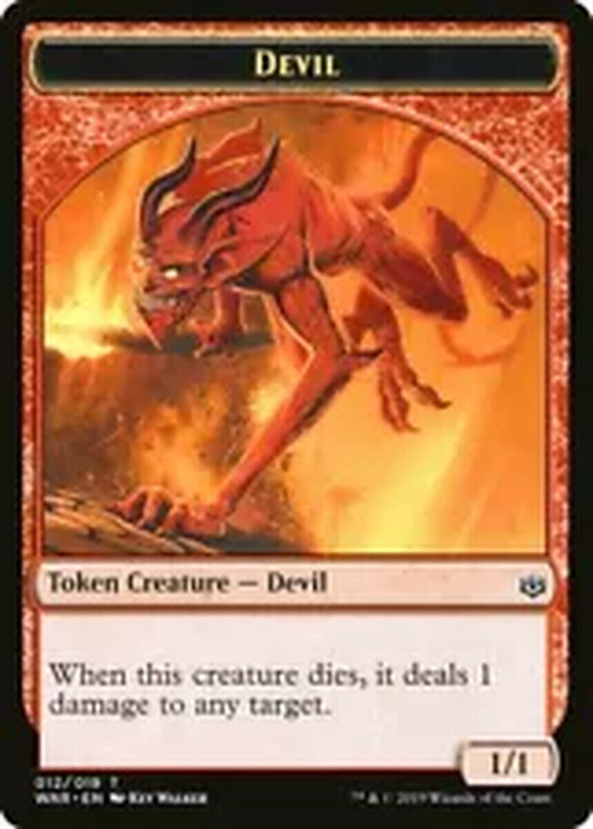 MTG 4x MTG DEVIL TOKEN WAR OF THE SPARK NEAR MINT CARDS