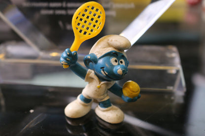 Smurf Smurf 20093 Tennis Player Racket White W. Germany 6,5Cm Figure Toy Vintage