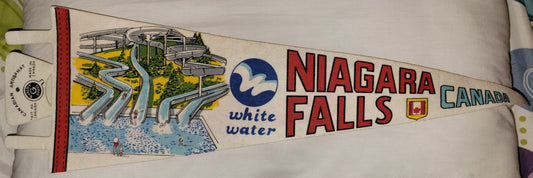 Pennant Banner Canadawhite Water Fun Park Niagara Falls 25"Souvenir Vtg