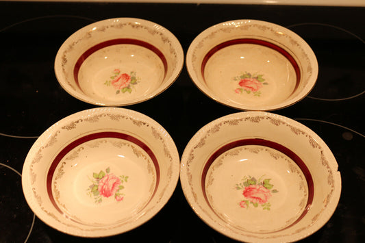 3 +1 Of A Set From Princess Rose 22 Karat Gold Winterton Longton Bowl Porcelain