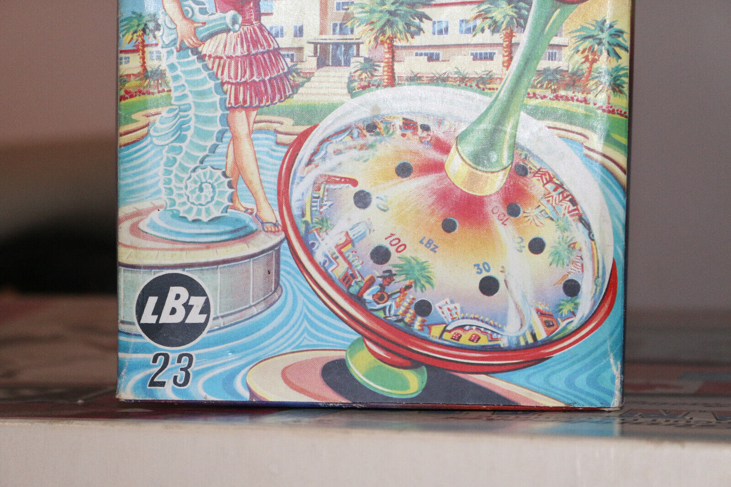 Rare Las Vegas Top Spin Spinning Lbz #23 Vintage Mini Game Inside Box Work Tin