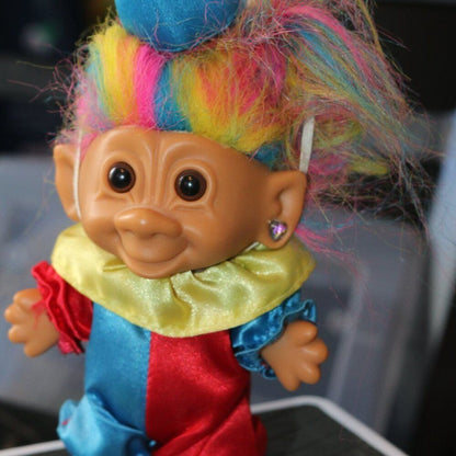 Vintage Russ 1990’S Rainbow Clown Jester Troll Figure Toy