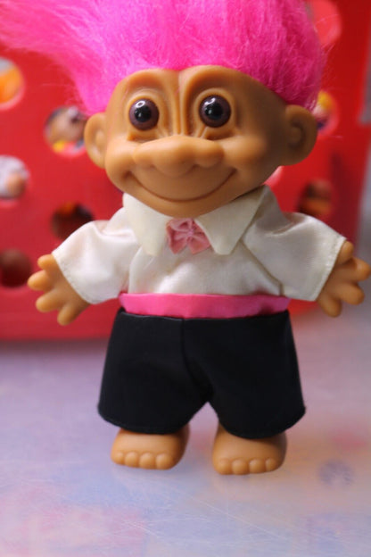 Vintage Troll Doll  My Lucky Bearer Bride Troll Doll Pink  Hair 1990S Toys