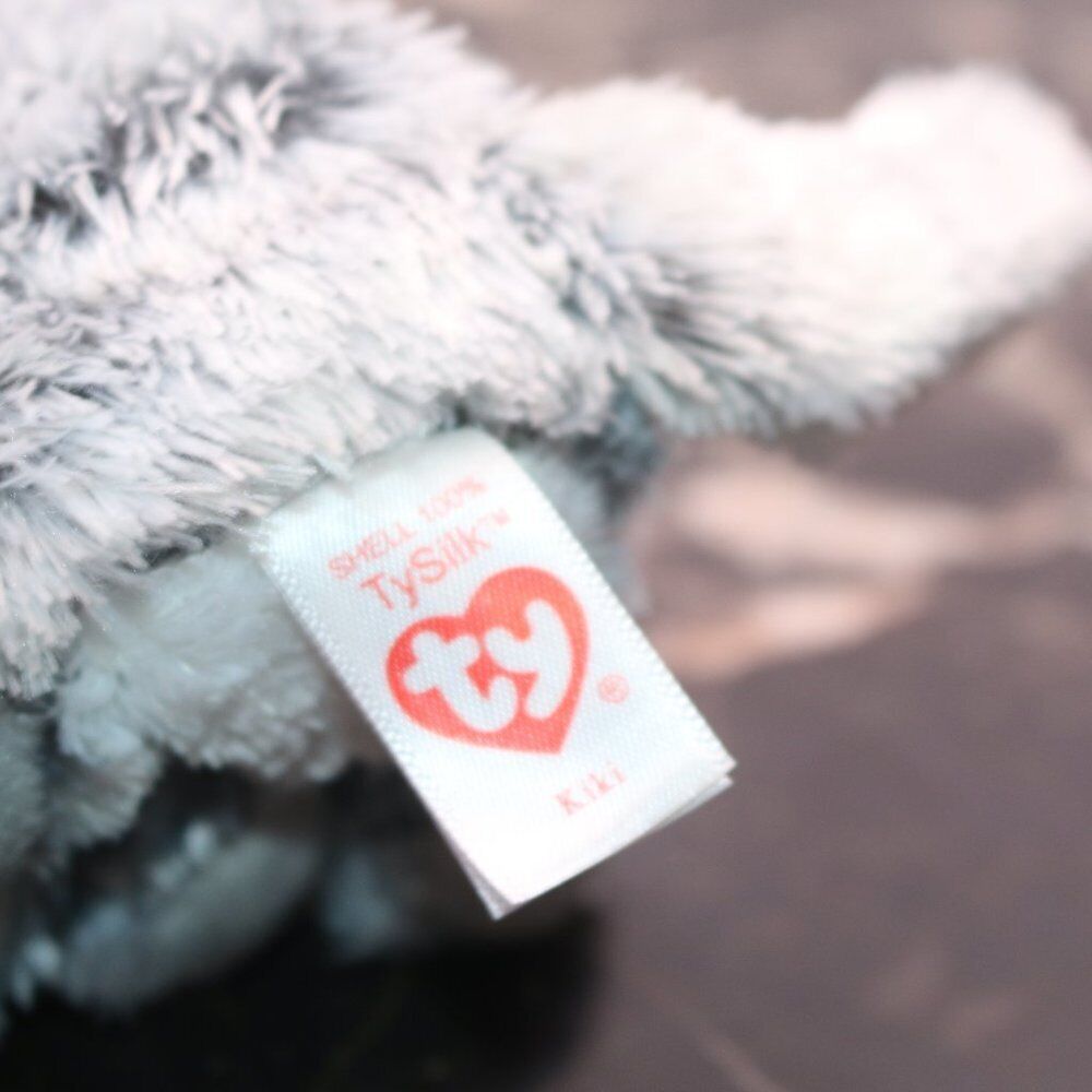 Ty Beanie Boos Kiki Grey Cat Stuffed Animal Plush Toy Pink Bow Tysilk