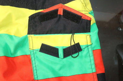 Volcom Boardies V2S 2Way Stretch Mens 32 In Black Yellow Red Board Shorts Trunks