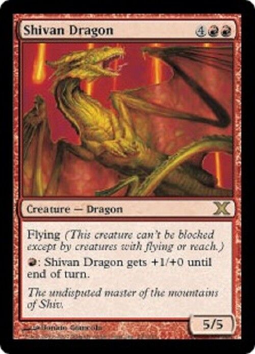 MTG Shivan Dragon 10E Tenth Edition Card MTG Commander Pauper RARE