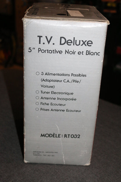 Vintage Curtis Tv Deluxe 5" Portable  Black And White T.V. In Box Modele : Rt032