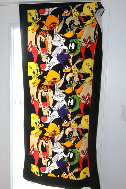 Vintage Looney Tunes Warner Bros Beach Towel 29X57" 90'S Bugs, Daffy, Coyote Etc