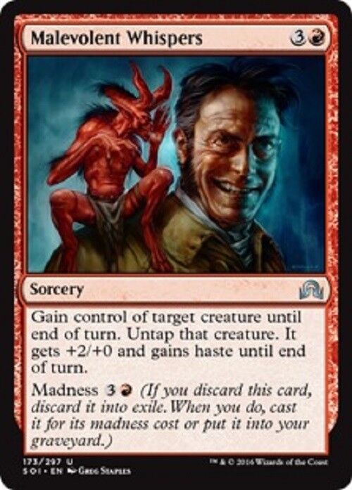 MTG Malevolent Whispers Shadows over Innistrad Card MTG Magic Pauper Omniphustoys MTG Malevolent Whispers Shadows over Innistrad Card MTG Magic Pauper Omniphustoys
