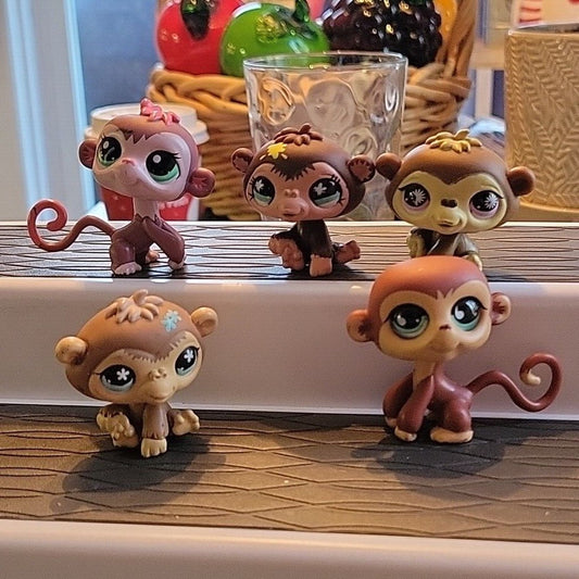 Lot Of 5 Monkey Animals Little Pet Shop Toys Figures