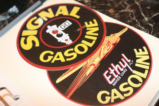 2X 6" Signal Ethyl Gasoline Motor Oil Round Sign Nostalgicwall Decor Sticker 10