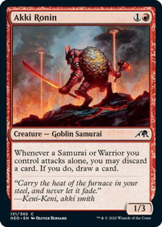 MTG MTG 1x Akki Ronin Foil Kamigawa Neon Dynasty Magic the Gathering card