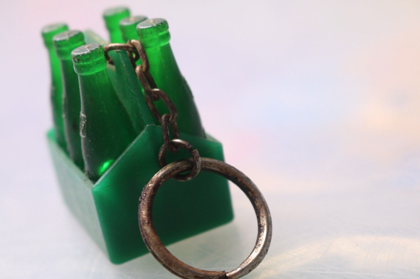 7Up The Uncola Key Ring Keychain 6-Pack Bottles Taiwan Vintage 1.5"-1.75" Soda