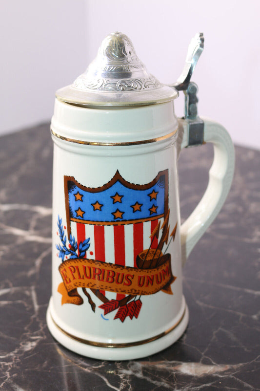 1970'S Military Lidded Stein Nude Lithophane 9.5" Arrow& Bow Beer Mug Bottle Cup