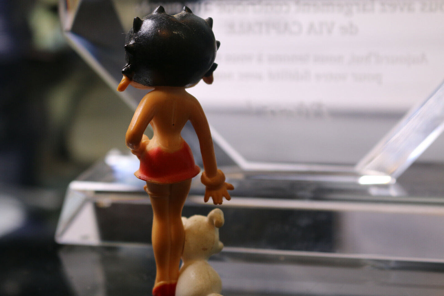 3inch tall Mini Betty boop figure dog Vintage Used with small white dog cutie