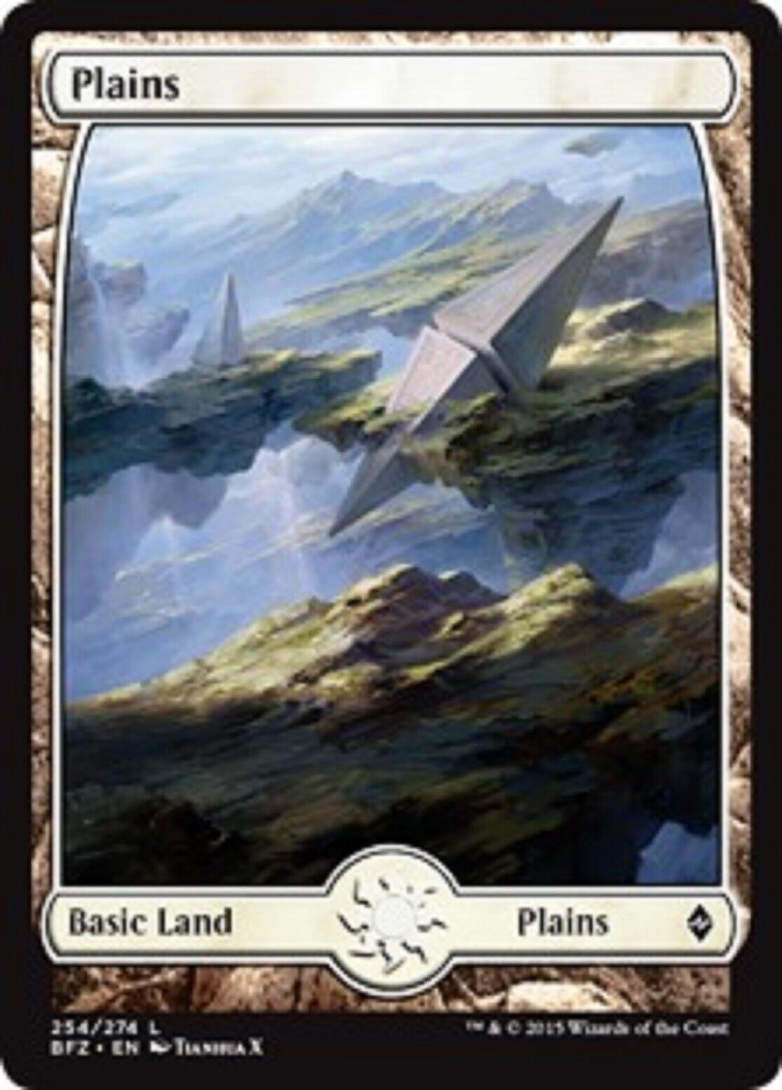 MTG MTG 1x  Plains (254 - Full Art) Battle for Zendikar card Magic the gathering
