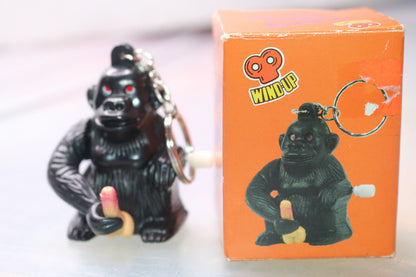 Wind-Up Interesting Gorilla Key-Chain In Box Rare "Mastu" Three Brothers "Bating