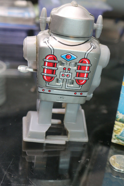 Captain The Robot Vintage Wind Up Walking Robot Toy Mtu Korea Tin Toy With Box