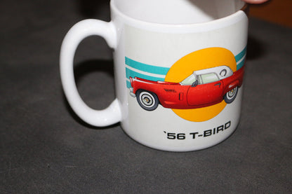 Vintage Message Mugs '56 T-Bird White Ceramic Coffee Cup 1956 Ford Thunderbird