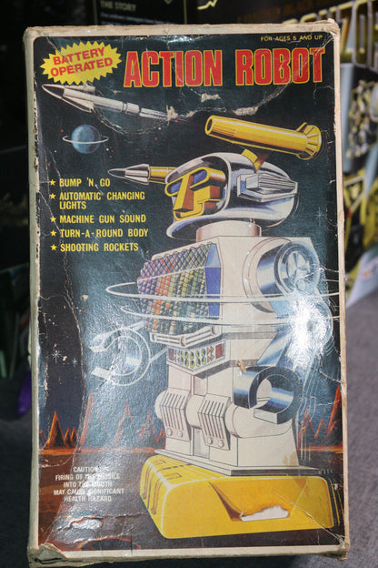 Action Robot Battery Operated Original Vintage Box Only Soma Hong Kong No.803