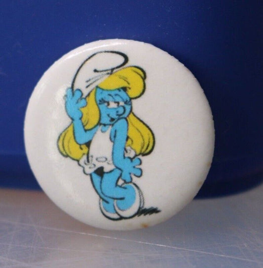 Smurf Smurfette Small Buttom Pin Toy Collectible Vintage Rare Cute Cartoon Vtg