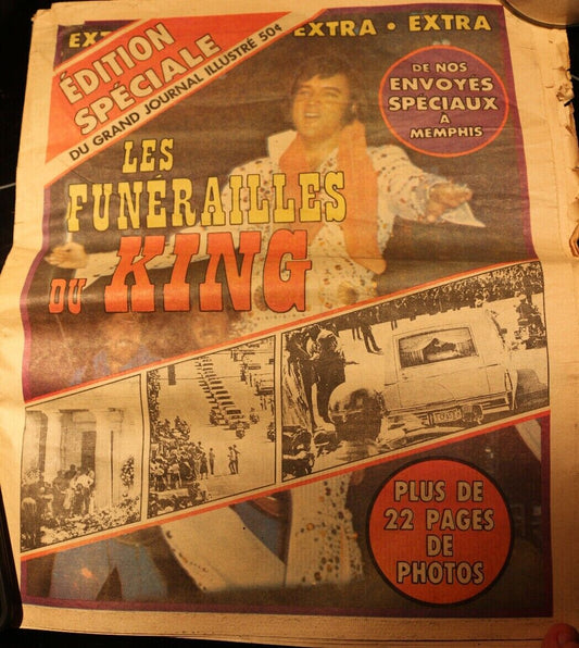 Elvis Presley Memorabilia Rare Vintage Funeral Newspaper Québec Canada Complet
