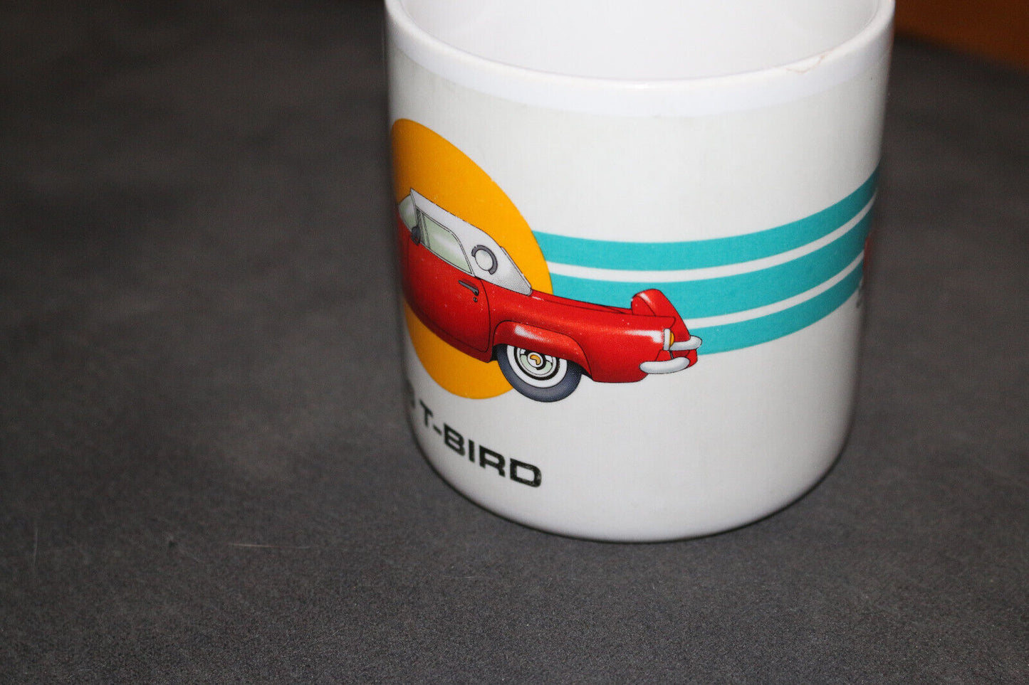 Vintage Message Mugs '56 T-Bird White Ceramic Coffee Cup 1956 Ford Thunderbird
