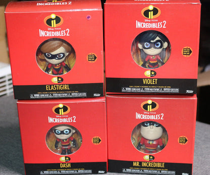 Disney Pixar Incredibles 2 Near Complete Set Of 4 Figure Funko 5 Star 3 1/2" Nib