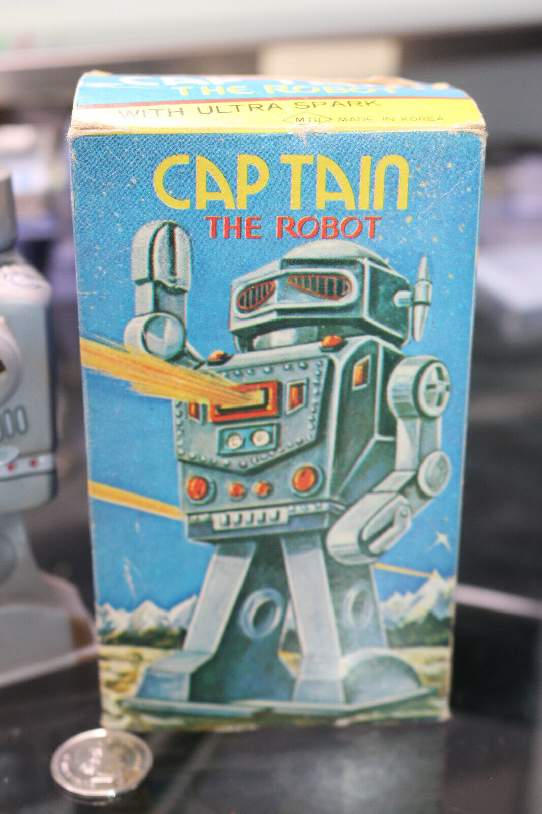 Captain The Robot Vintage Wind Up Walking Robot Toy Mtu Korea Tin Toy With Box