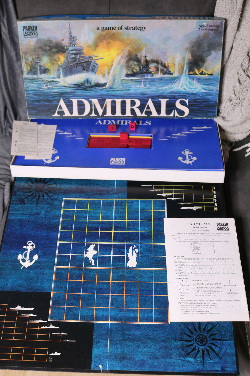 1972 Parker Brothers Admirals A Game Of Strategy Complete Excellent Contents #2