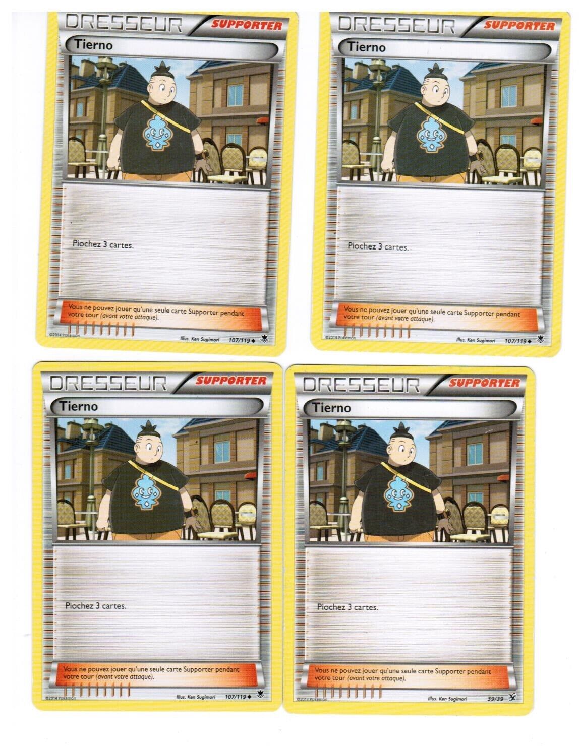 4 X Trainer Tierno Set 139/39 French Français Pokemon Cards Trainer