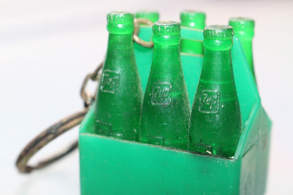 7Up The Uncola Key Ring Keychain 6-Pack Bottles Taiwan Vintage 1.5"-1.75" Soda