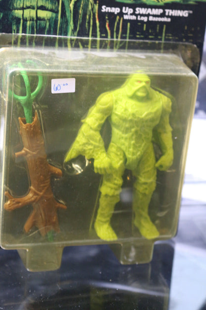 1990 Kenner Swamp Thing Snap Up Swamp Thing With Log Bazooka Nip Action Figure