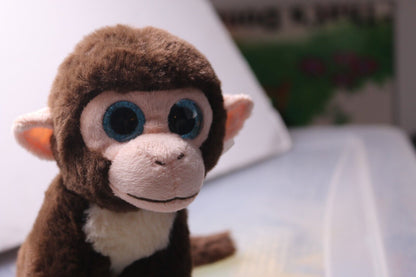 Linzy Toys Plush Monkey Rare Toy Collectible Cute Stuffed Animal Big Blues Eyes