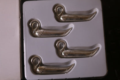 Vintage Elegance Silver Plated Zinc Alloy Swan Rest Set 4 Porte-Ustensiles Lot