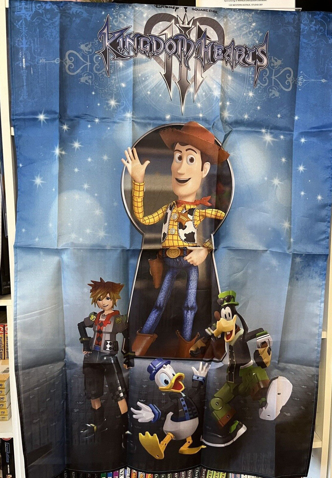 Kingdom Hearts & Toy Story WALL HANGING 27”x40” Sora, Woody, Goofy, Donald Nice