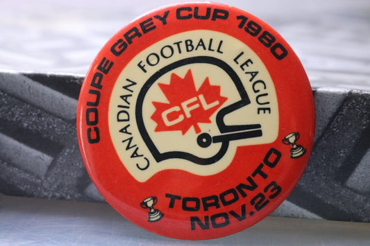 Vintage Macaron Pinback Coupe Grey Cup 1980 Cfl Football Canada Toronto 1980