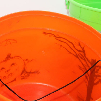 Vintage Shamrock Industries & Berrry Plastic Halloween Pumpkin Candy Pail Bucket