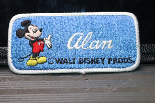 Vintage Vtg Walt Disney Prods. Mickey Mouse Embroidered Sew Iron On Name Alan