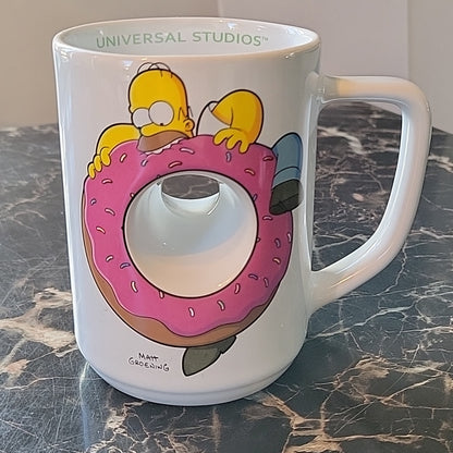 Universal Studios Exclusive The Simpsons White Ceramic Homer Mug Mmm... Carbs!