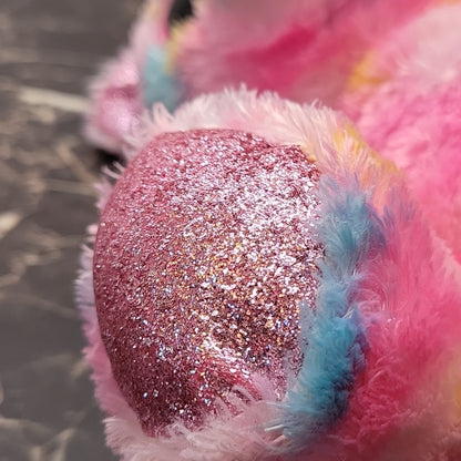 Ty Franky Plush Tysilk Pink Cute Glitter Teddy Bear 9Inch Tall Stuffed Buddy