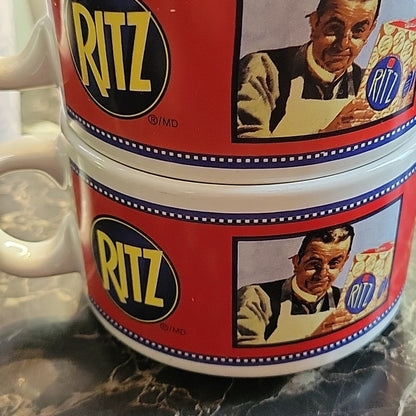 Lot 3X Vintage Premium Plus Ritz Crackers Primo Soup Mugs Cup