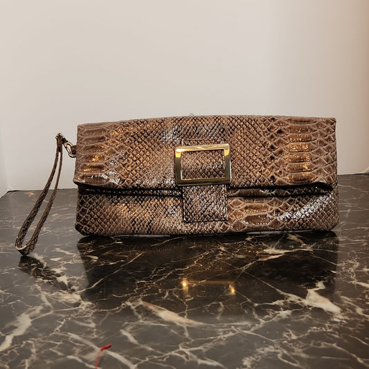 Snakeskin Print Wristlet Bag