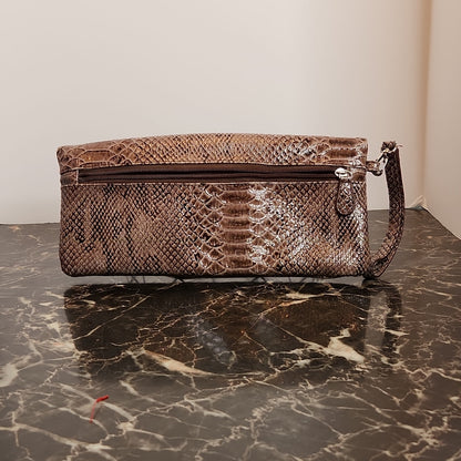 Snakeskin Print Wristlet Bag